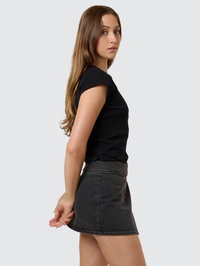 Night Shift Wrap Mini Skirt - Ash Black - ThrillsWTH25 - 301BAS - Ash Black - 8
