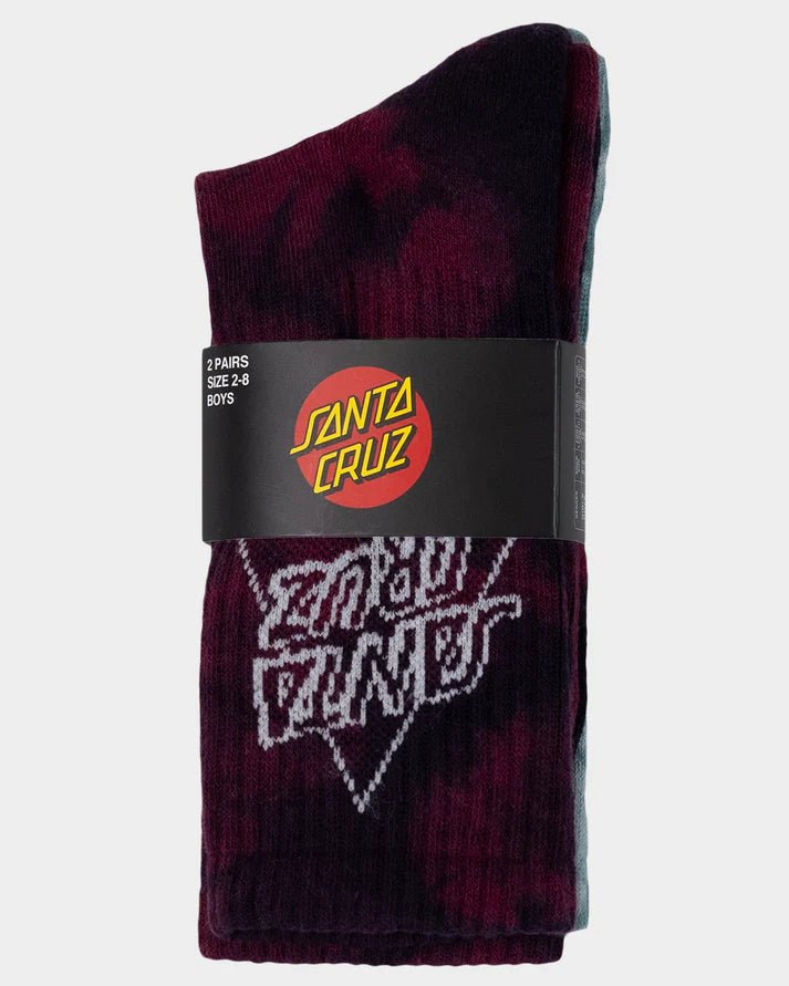 NOT A DOT CREW SOCK 2 PACK - Santa CruzSB225 - SO05 - MAROON TDYE - SLATE TDYE - 2to8