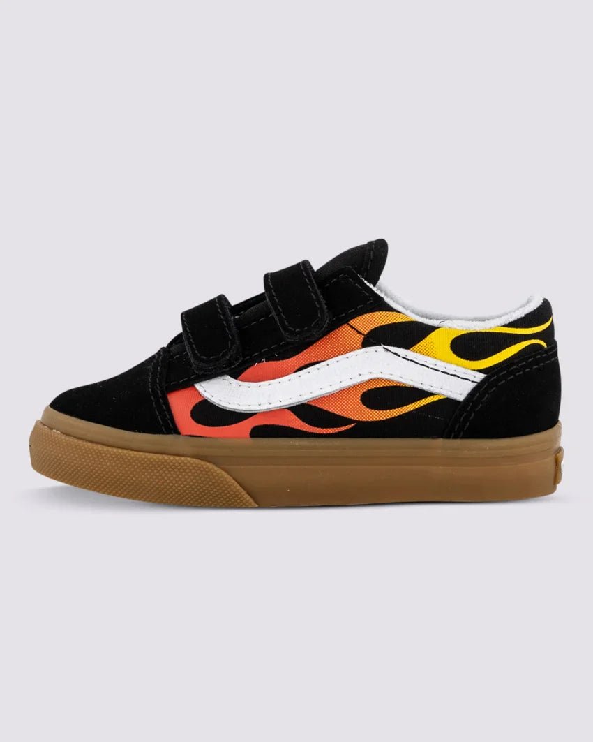Old School V Kids Flame Black/Gum - VansVN0009RCB9M - BLK - Flame Black/Gum - 10