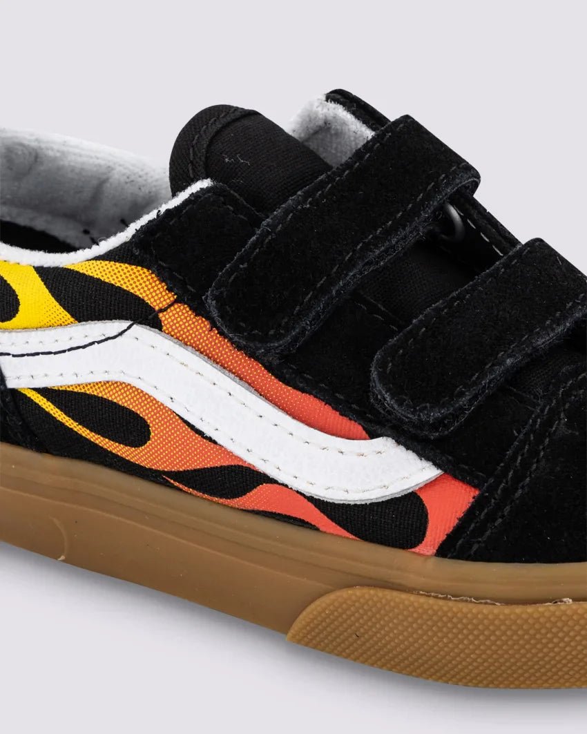 Old School V Kids Flame Black/Gum - VansVN0009RCB9M - BLK - Flame Black/Gum - 10