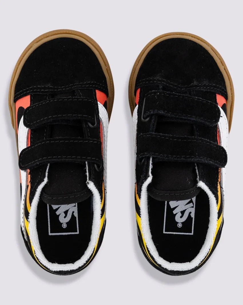 Old School V Kids Flame Black/Gum - VansVN0009RCB9M - BLK - Flame Black/Gum - 10