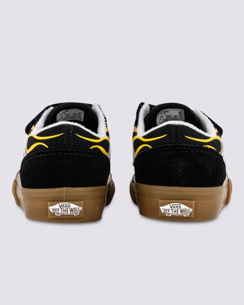 Old School V Kids Flame Black/Gum - VansVN0009RCB9M - BLK - Flame Black/Gum - 10