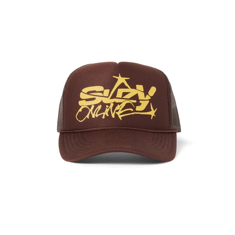 Online Script Trucker Hat - SuzySZYHW - 240402 - Brown/Yellow - OSFA