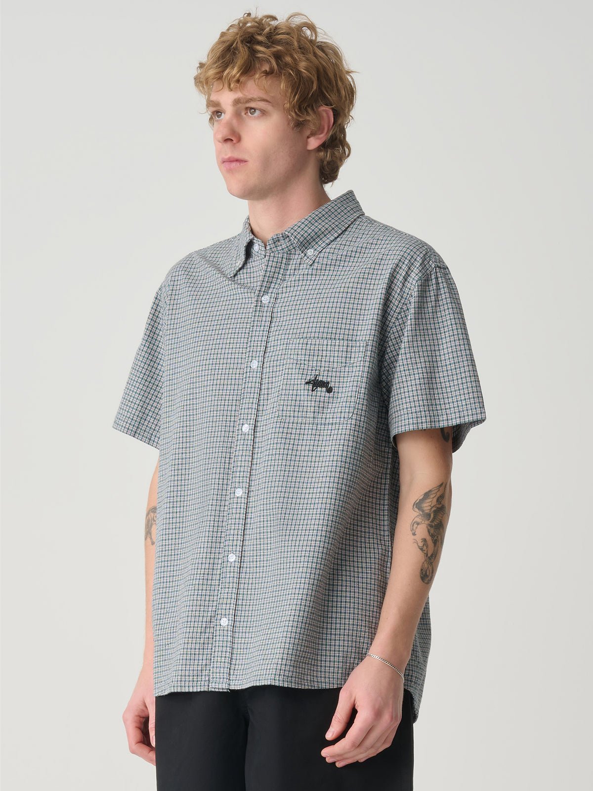 Oxford Classic S/S Shirt - S DoubleSD024S3400 - Pool Blue Check - L