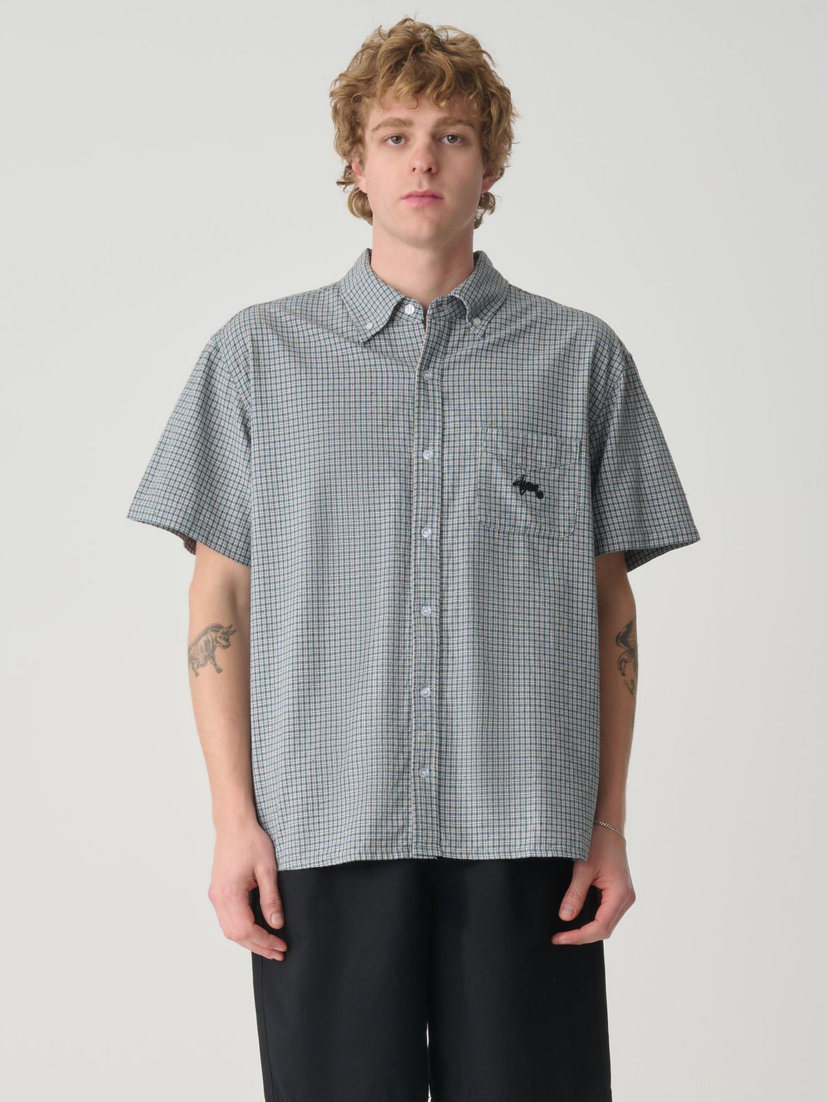 Oxford Classic S/S Shirt - S DoubleSD024S3400 - Pool Blue Check - L