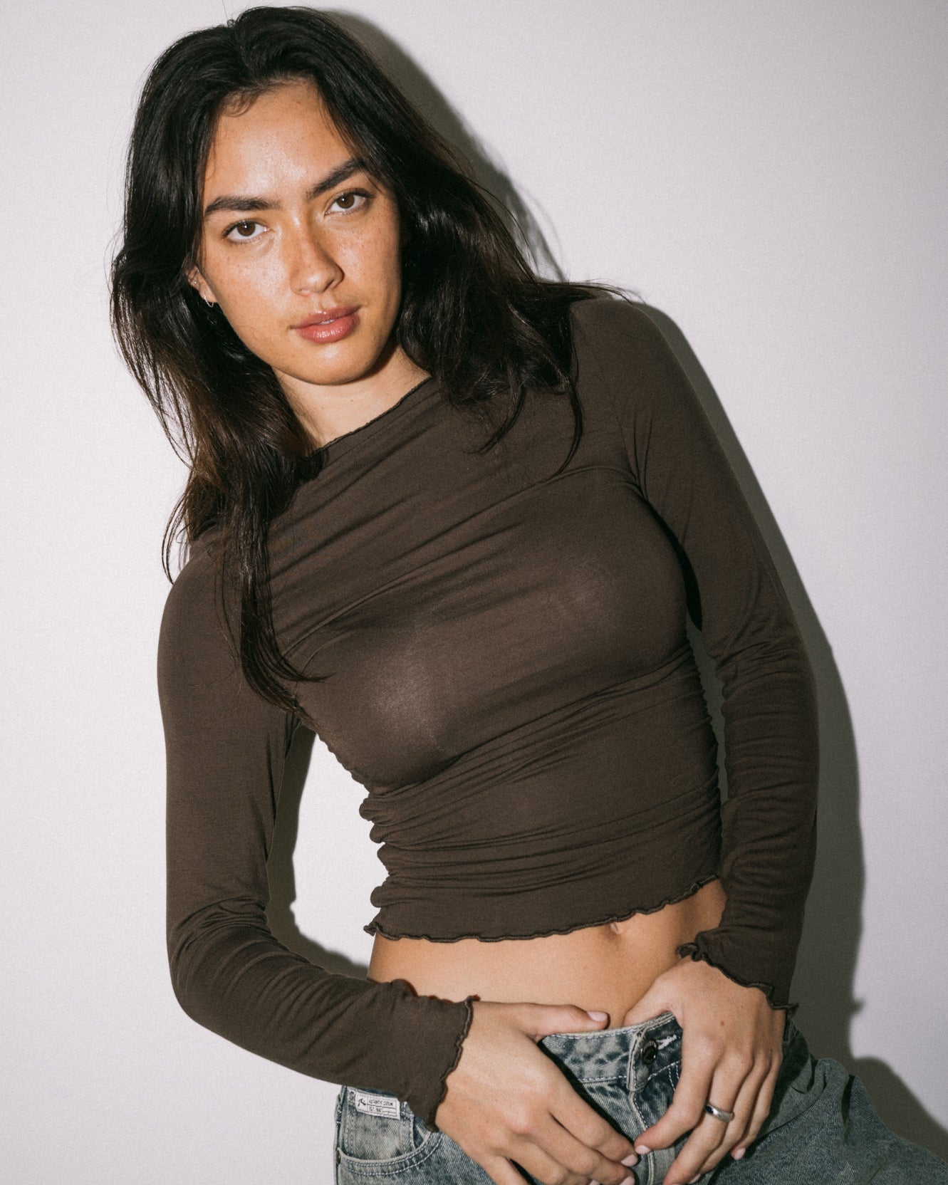 PLAIN JANE RUCHED LONG SLEEVE TOP - RustyFSL0716 - JAVA - 6