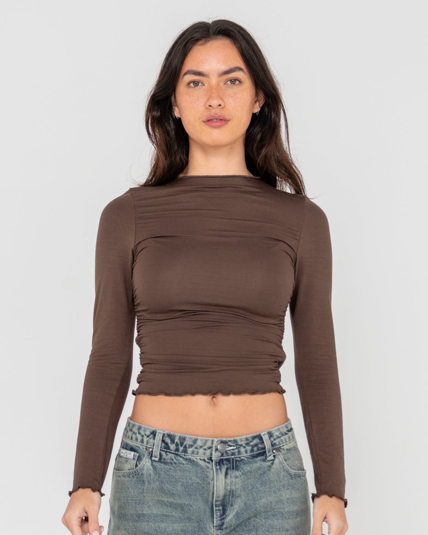 PLAIN JANE RUCHED LONG SLEEVE TOP - RustyFSL0716 - JAVA - 6