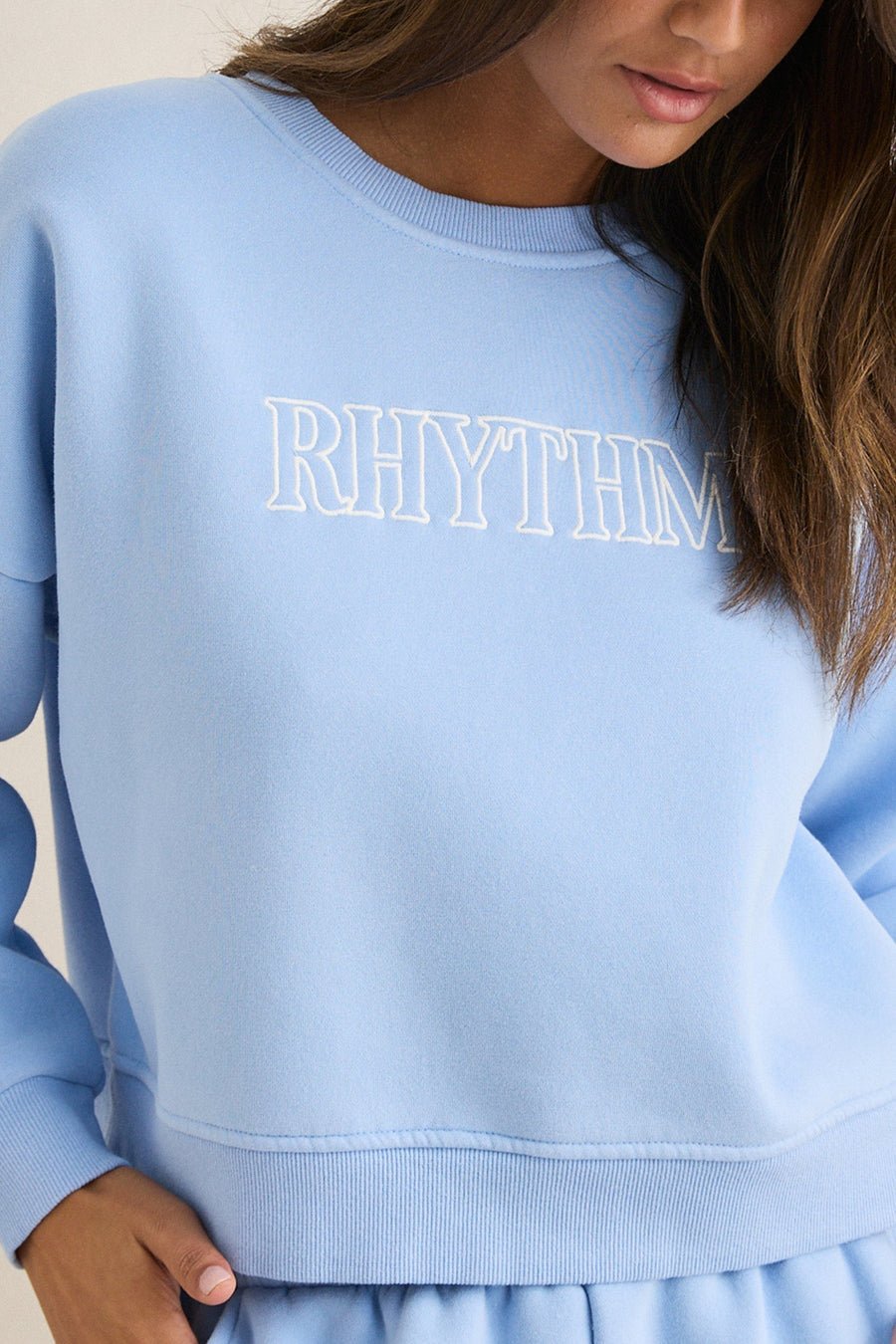 RHYTHM SLOUCHY CREW NECK FLEECE - Rhythm0126W-FL02-SKY-6