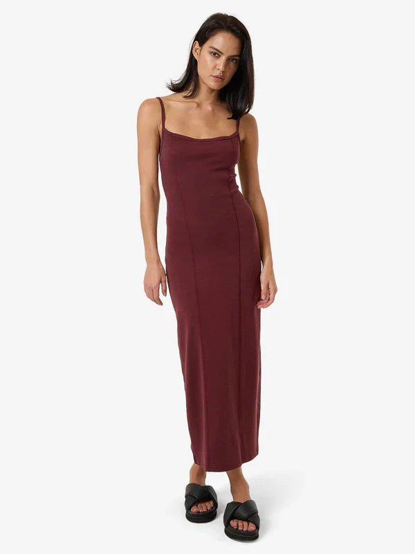 Rib Seam Dress - ThrillsWTS24 - 921H - Dark Cherry - 10