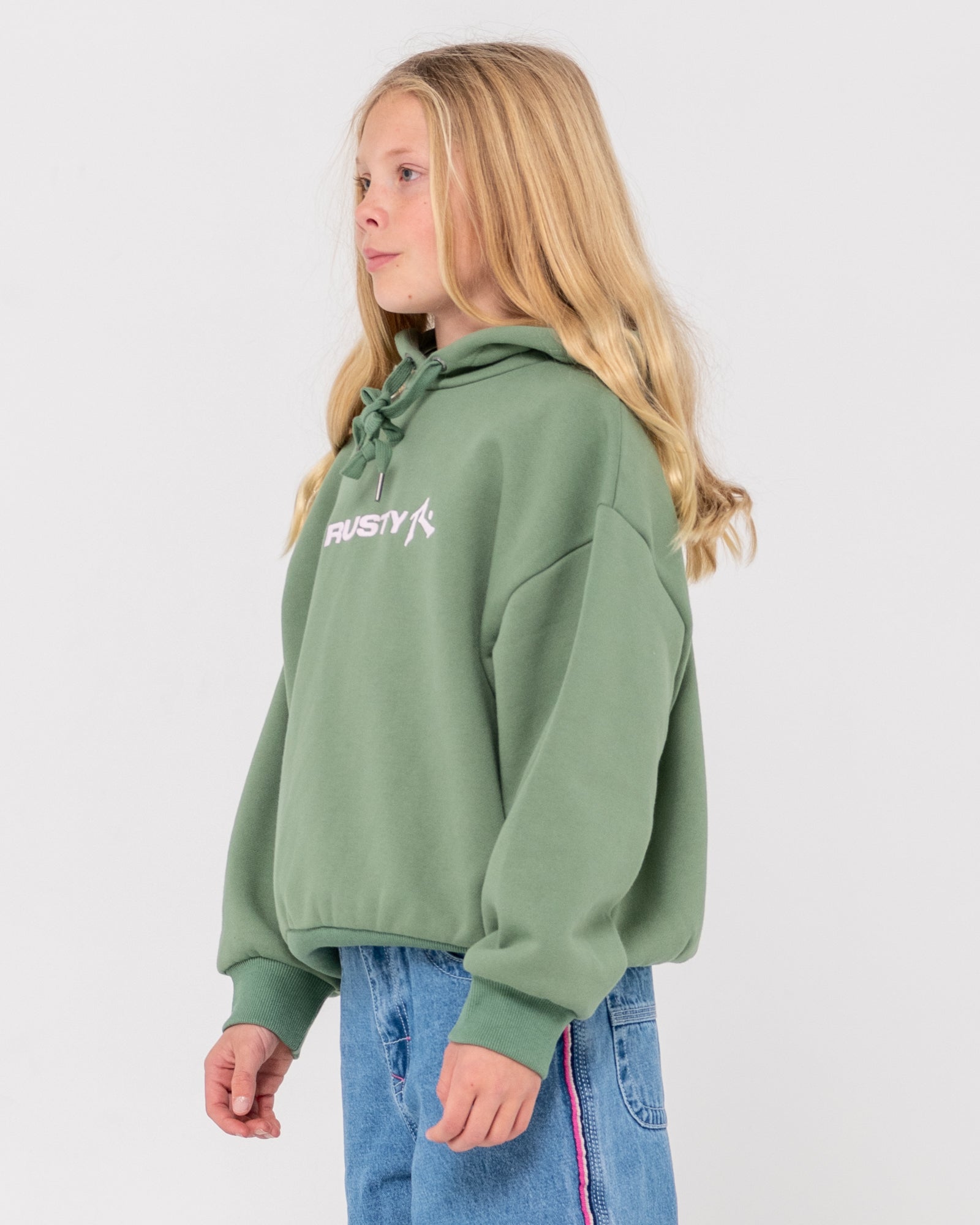 RUSTY ESSENTIALS HOODED FLEECE GIRLS - RustyFTG0033 - SHADOW ARMY - 8