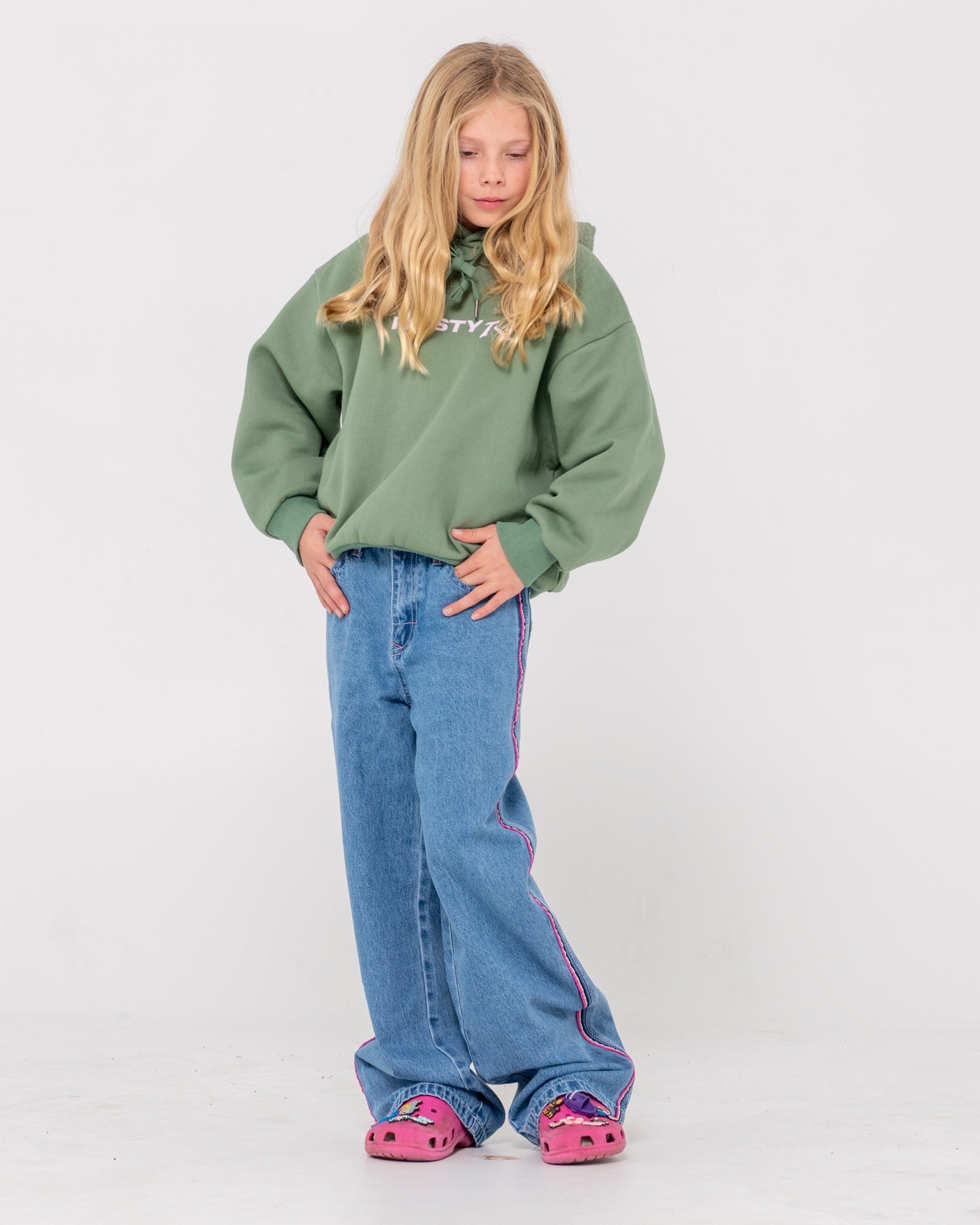 RUSTY ESSENTIALS HOODED FLEECE GIRLS - RustyFTG0033 - SHADOW ARMY - 8