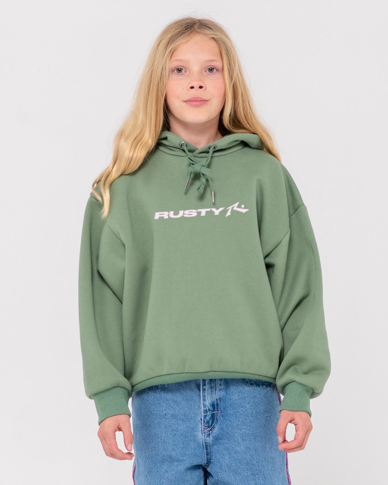 RUSTY ESSENTIALS HOODED FLEECE GIRLS - RustyFTG0033 - SHADOW ARMY - 8