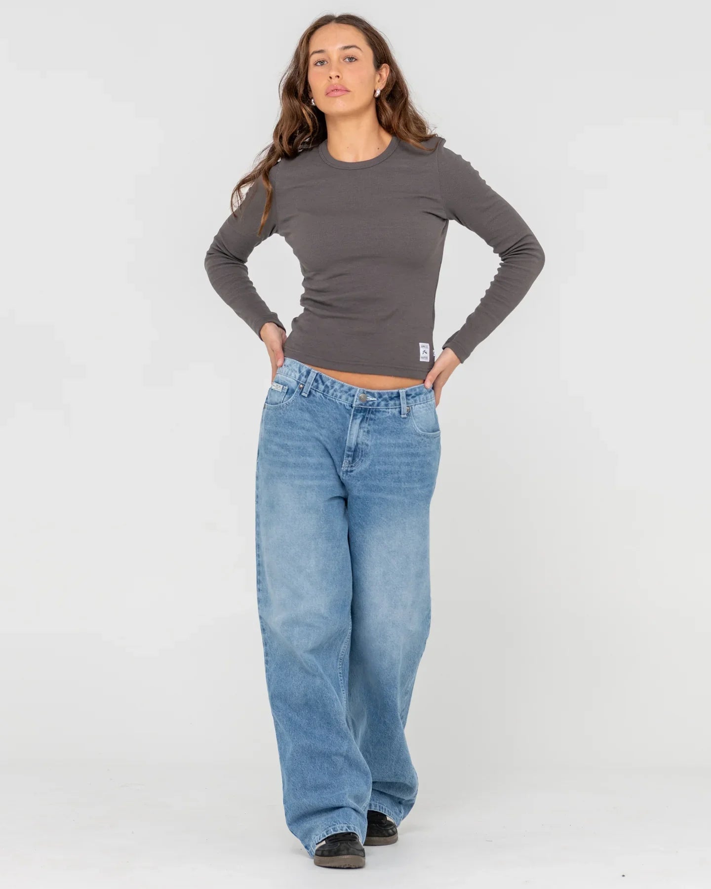 Rusty Essentials Ribbed Long Sleeve Tee - RustyTTL1383 - CBR - Carbon - 10