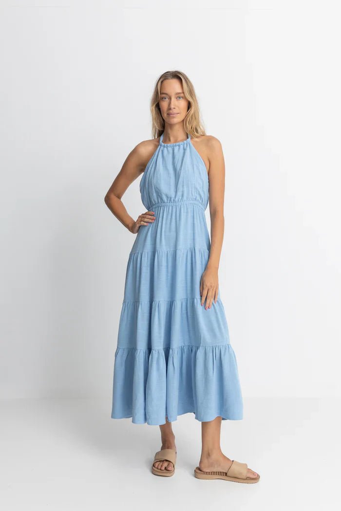 Seacoast Halter Tiered Maxi Dress - Rhythm0724W - DR09 - SKY - Sky - 10