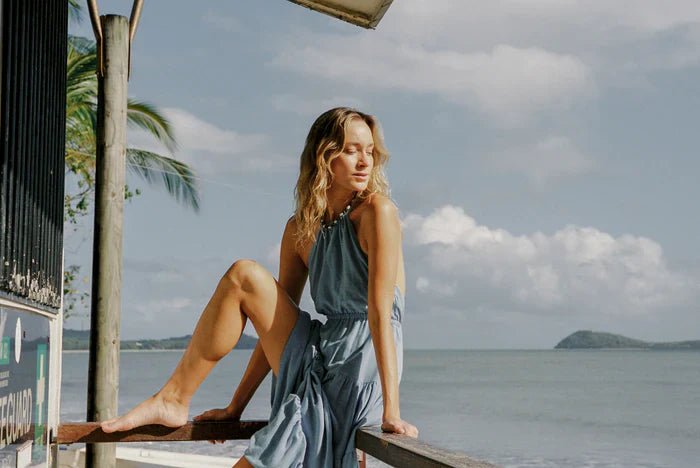 Seacoast Halter Tiered Maxi Dress - Rhythm0724W - DR09 - SKY - Sky - 10