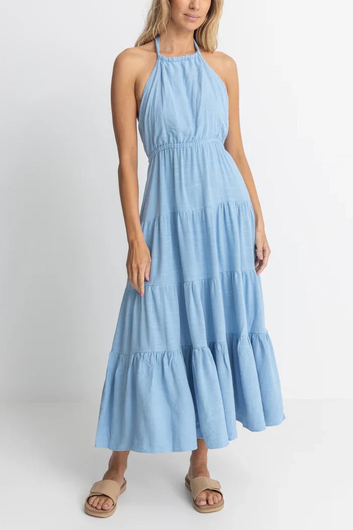 Seacoast Halter Tiered Maxi Dress - Rhythm0724W - DR09 - SKY - Sky - 10