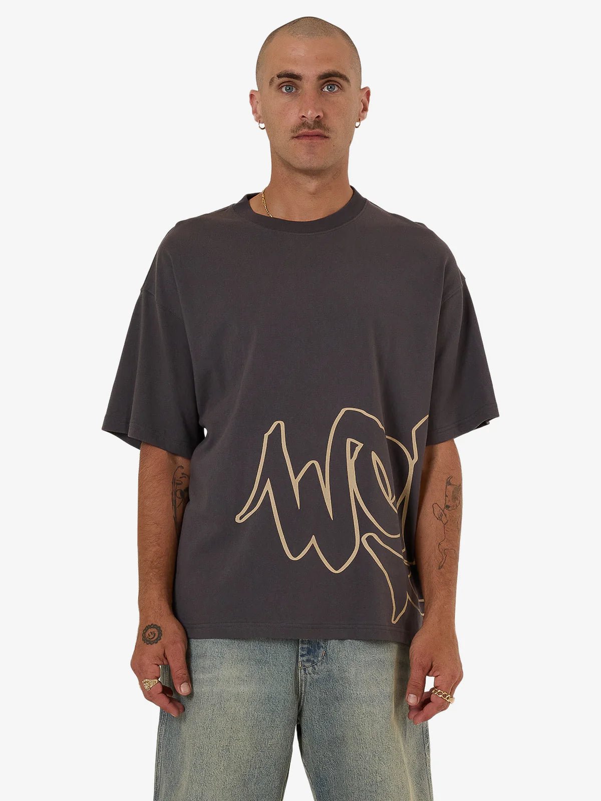 Sprays Oversized Tee - WorshipPH25 - 123BWW - Worn Black - XS