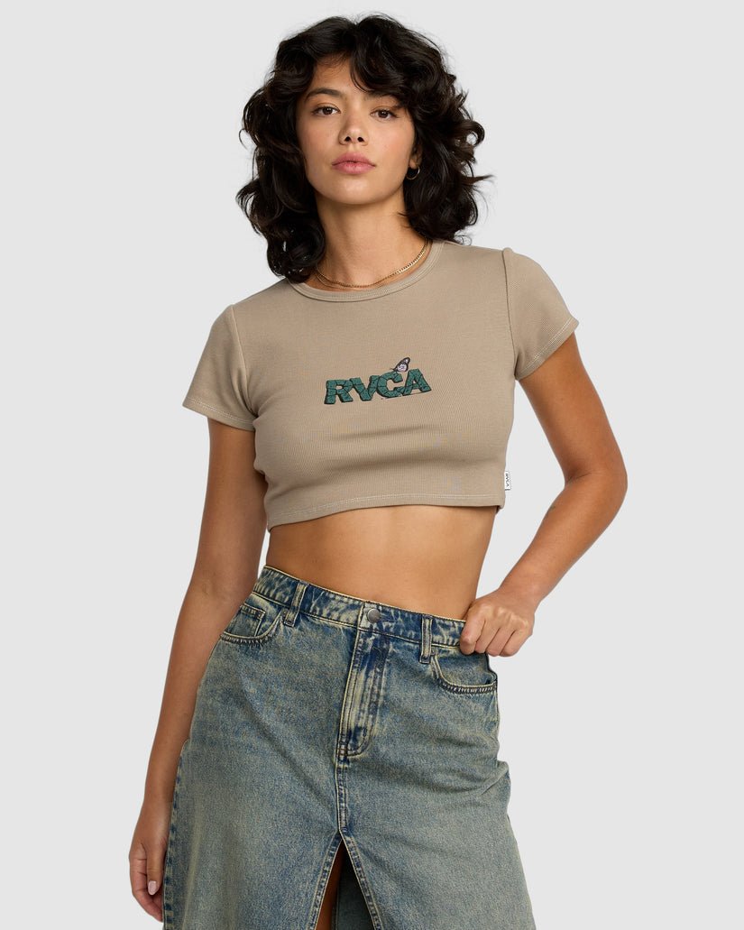 STONED BABY TEE - RVCA23B013504 - Desert Taupe - XS/6