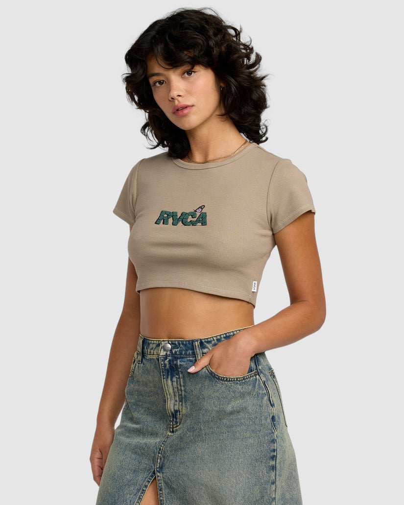 STONED BABY TEE - RVCA23B013504 - Desert Taupe - XS/6