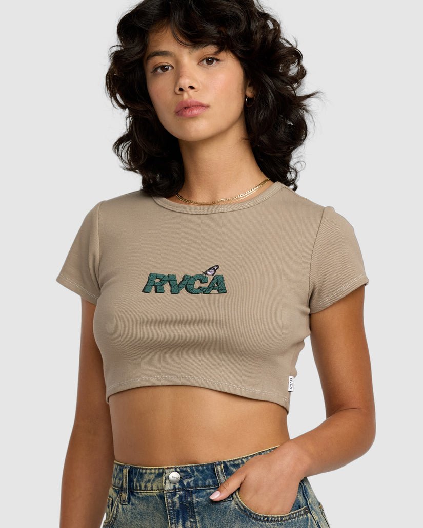 STONED BABY TEE - RVCA23B013504 - Desert Taupe - XS/6