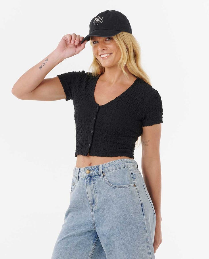 SUNSET LUAU TEXTURED TEE - Rip Curl0KMWTE - BLACK - 2XS