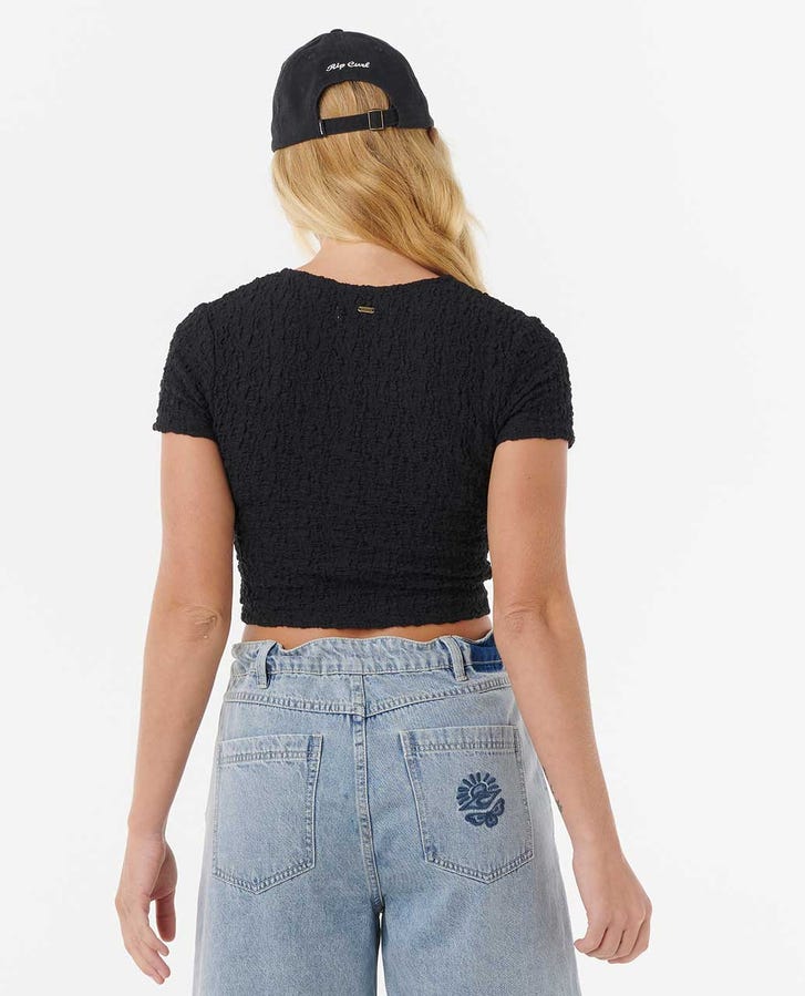 SUNSET LUAU TEXTURED TEE - Rip Curl0KMWTE - BLACK - 2XS