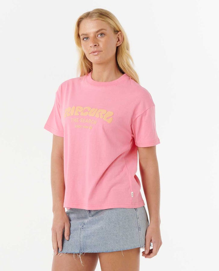 SURF PUFF RELAXED TEE - Rip Curl0HXWTE - PINK/ORANGE - 2XS