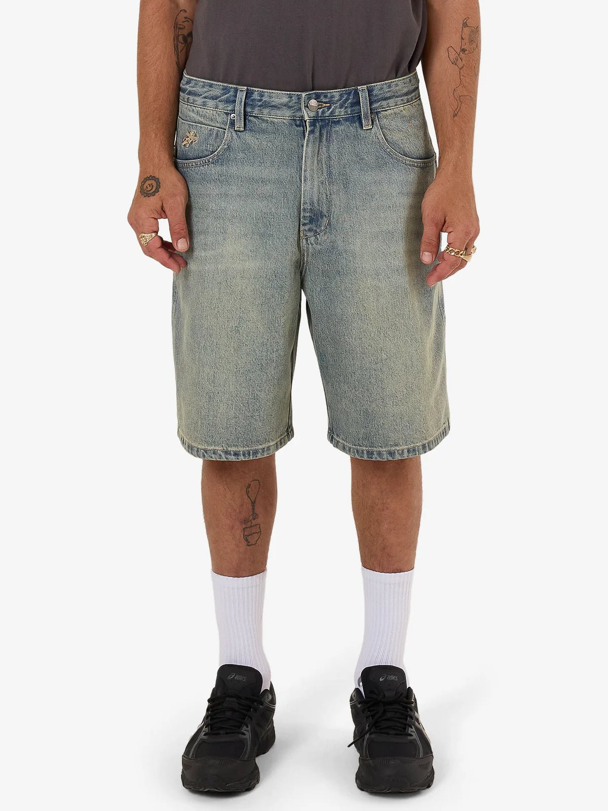 Throws Big Dawg Jean Short - WorshipPH25 - 315EG - Garage Grime Blue - 28