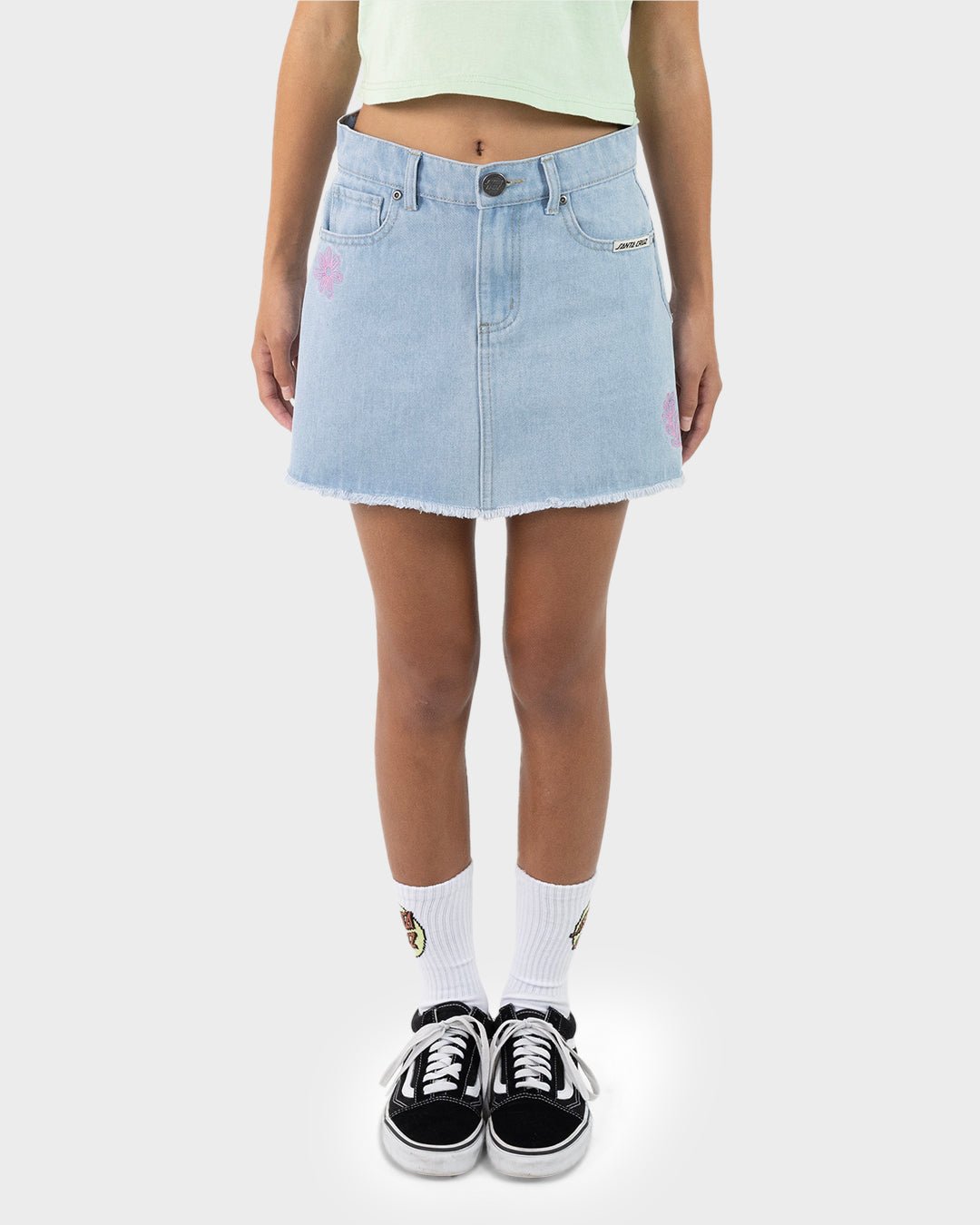Vibes Stack Raw Hem Skirt - Santa CruzSG324 - SK01 - LIGHT - WASH - INDIGO - Light Washed Indigo - 10