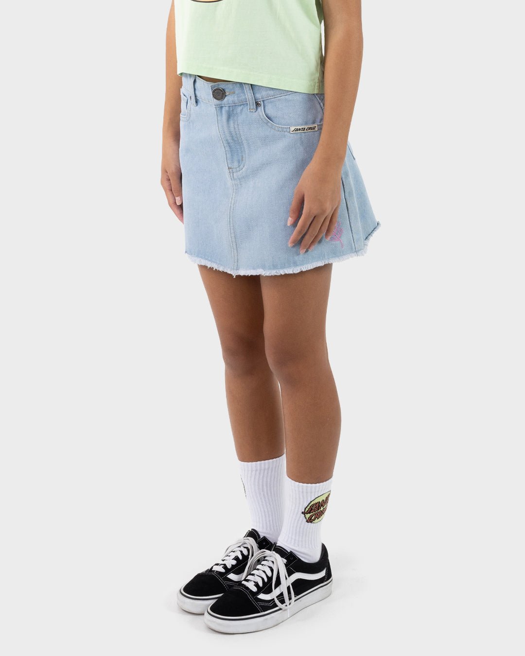 Vibes Stack Raw Hem Skirt - Santa CruzSG324 - SK01 - LIGHT - WASH - INDIGO - Light Washed Indigo - 10