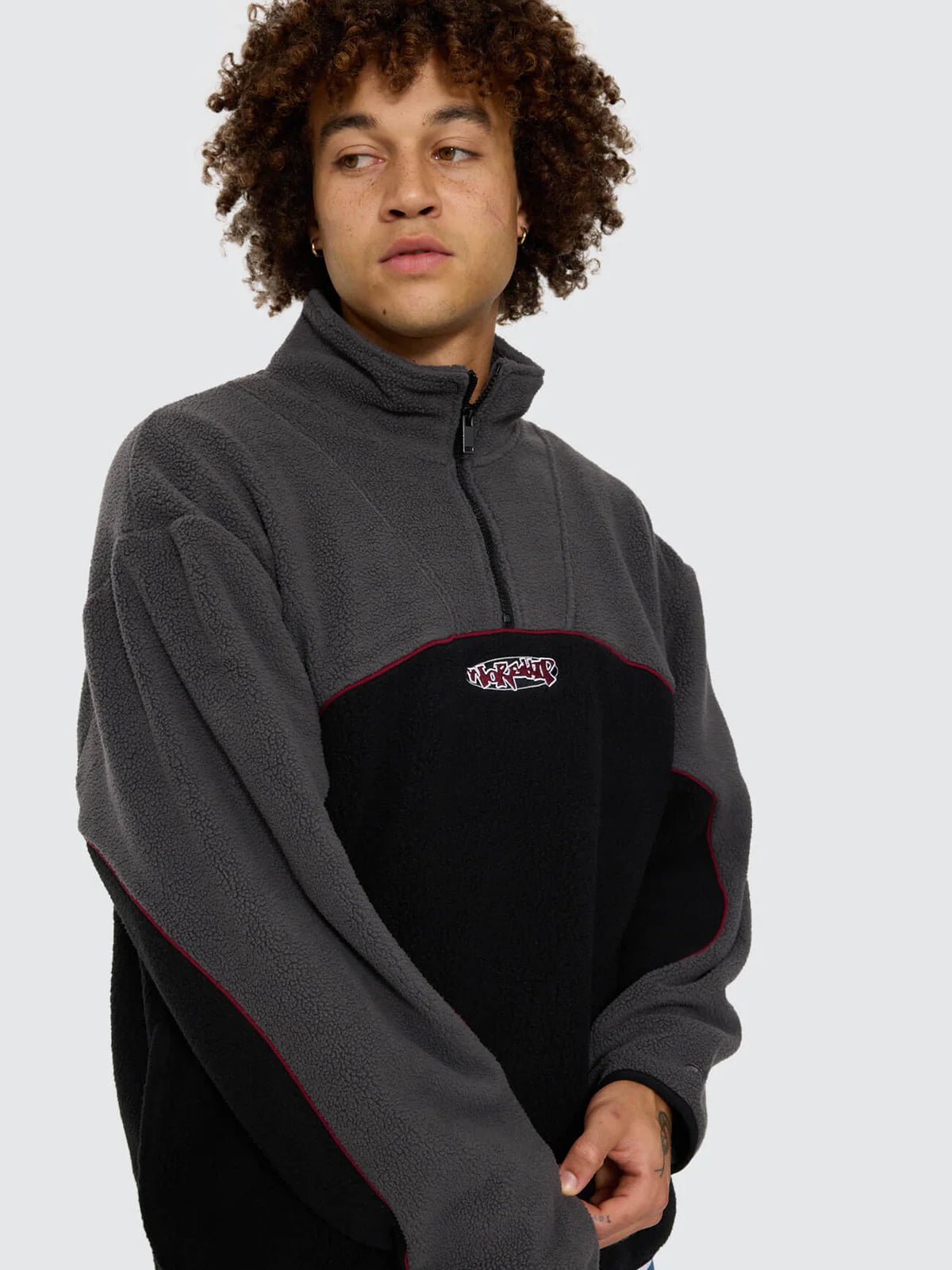 Wyldstyle Quarter Zip Sherpa Fleece -WorshipPW26-218B-Black-XS