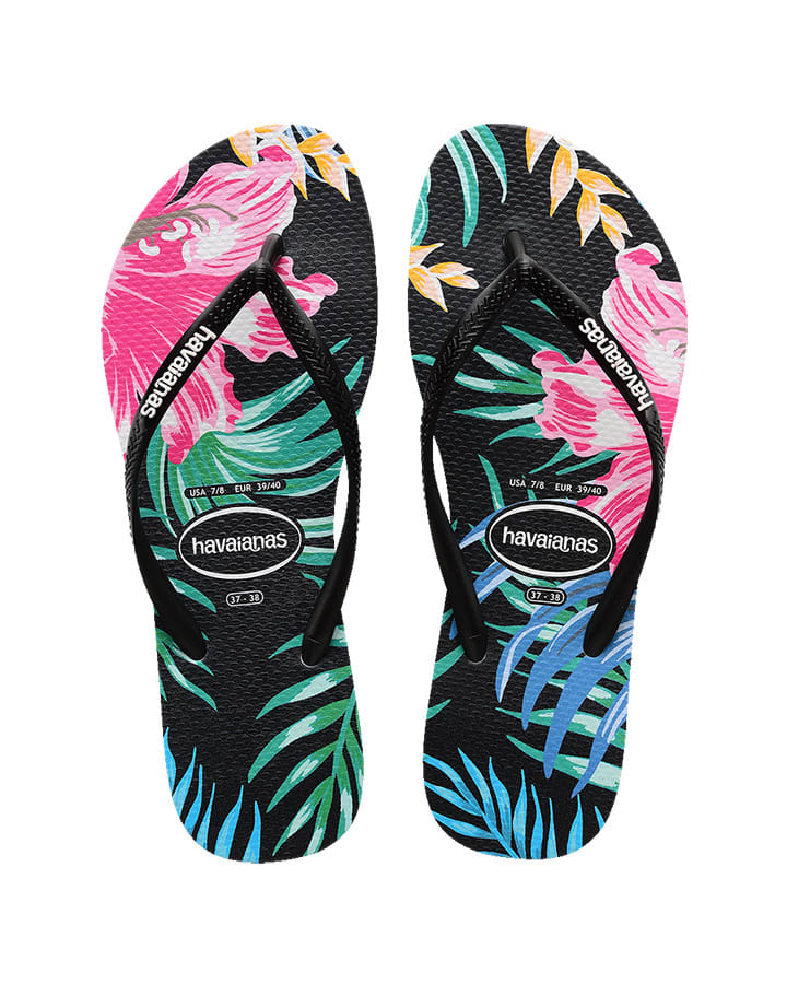 Havaianas Slim Floral Palm Black