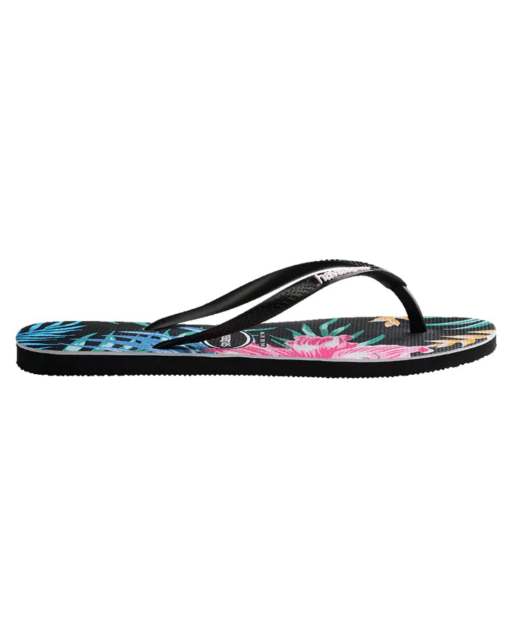 Havaianas Slim Floral Palm Black