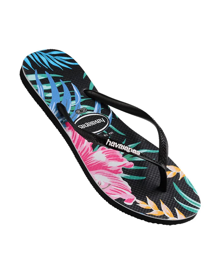 Havaianas Slim Floral Palm Black