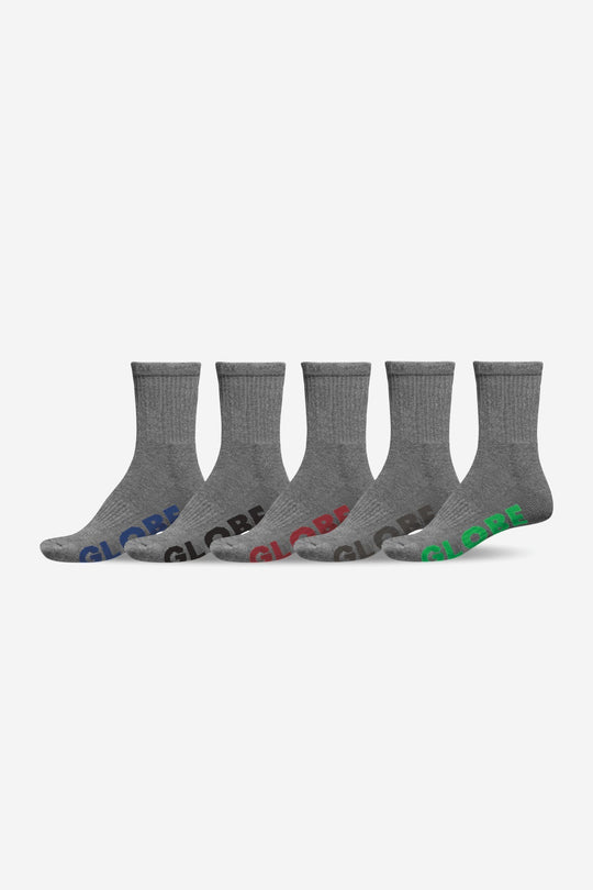 Boys Stealth Crew Sock 5 Pack BLK Single