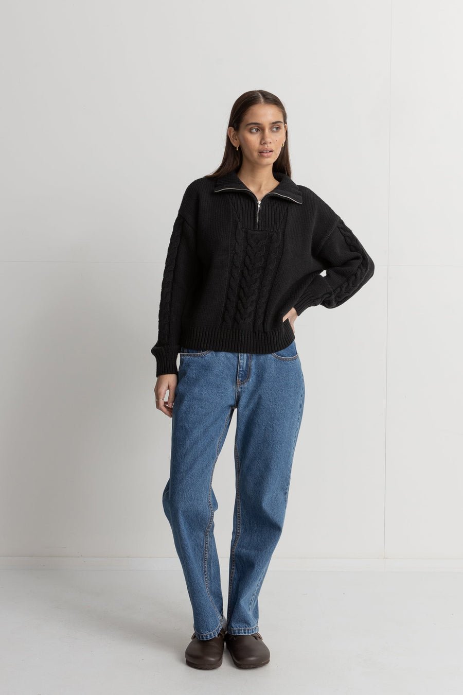 CABELLED VINTAGE ZIP KNIT -Rhythm0124W-KN02-BLACK-8