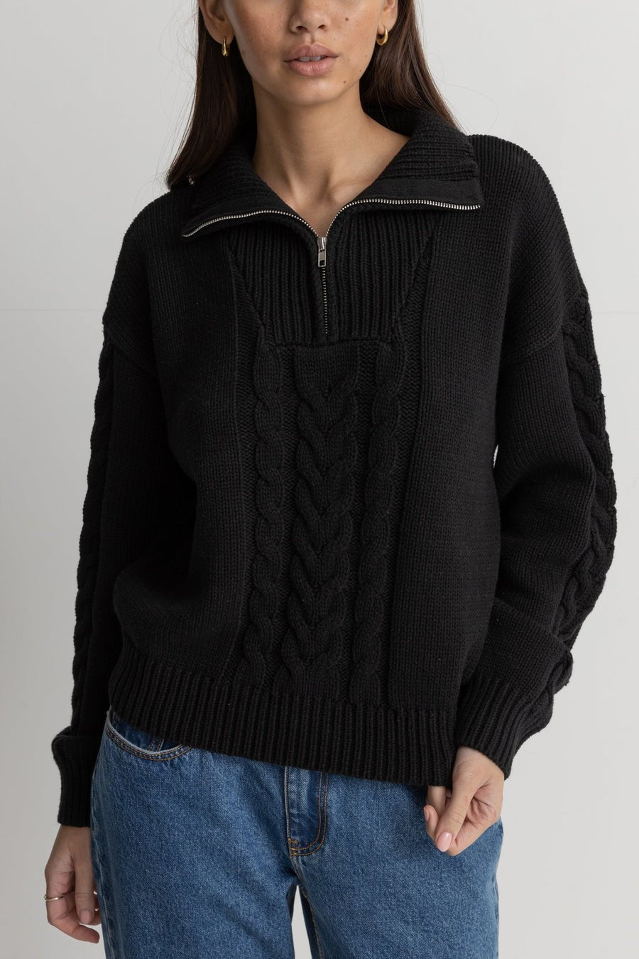 CABELLED VINTAGE ZIP KNIT -Rhythm0124W-KN02-BLACK-8