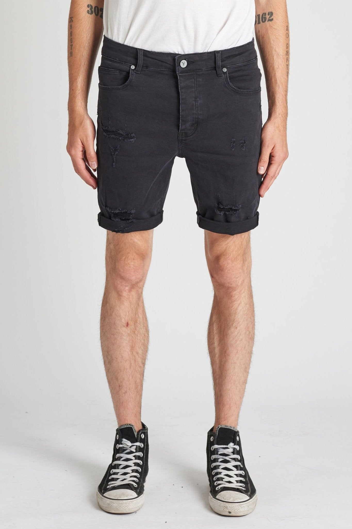 DROP SKINNY SHORT -Abrand80855-059-BLACKOUT-36