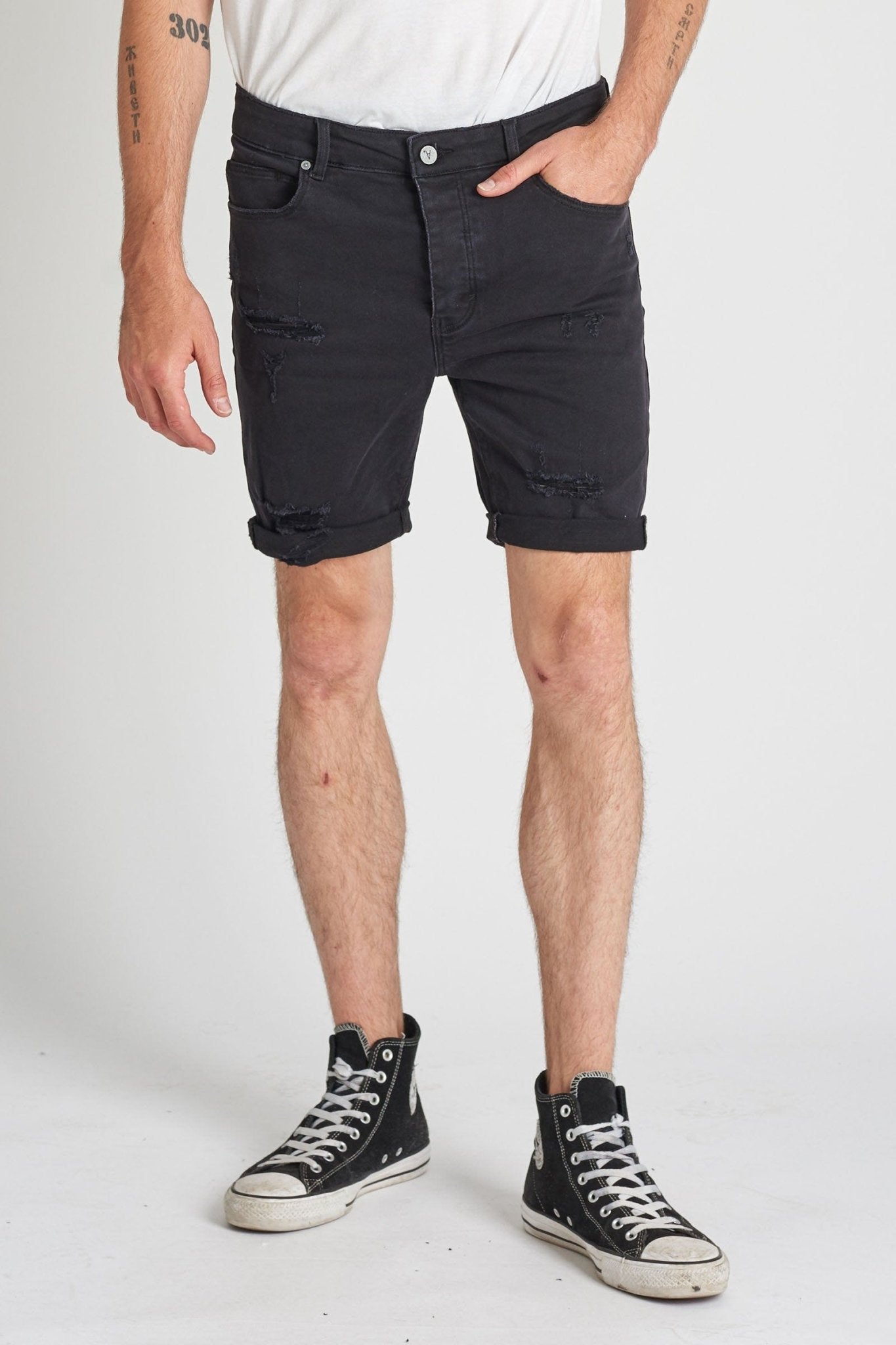 DROP SKINNY SHORT -Abrand80855-059-BLACKOUT-36