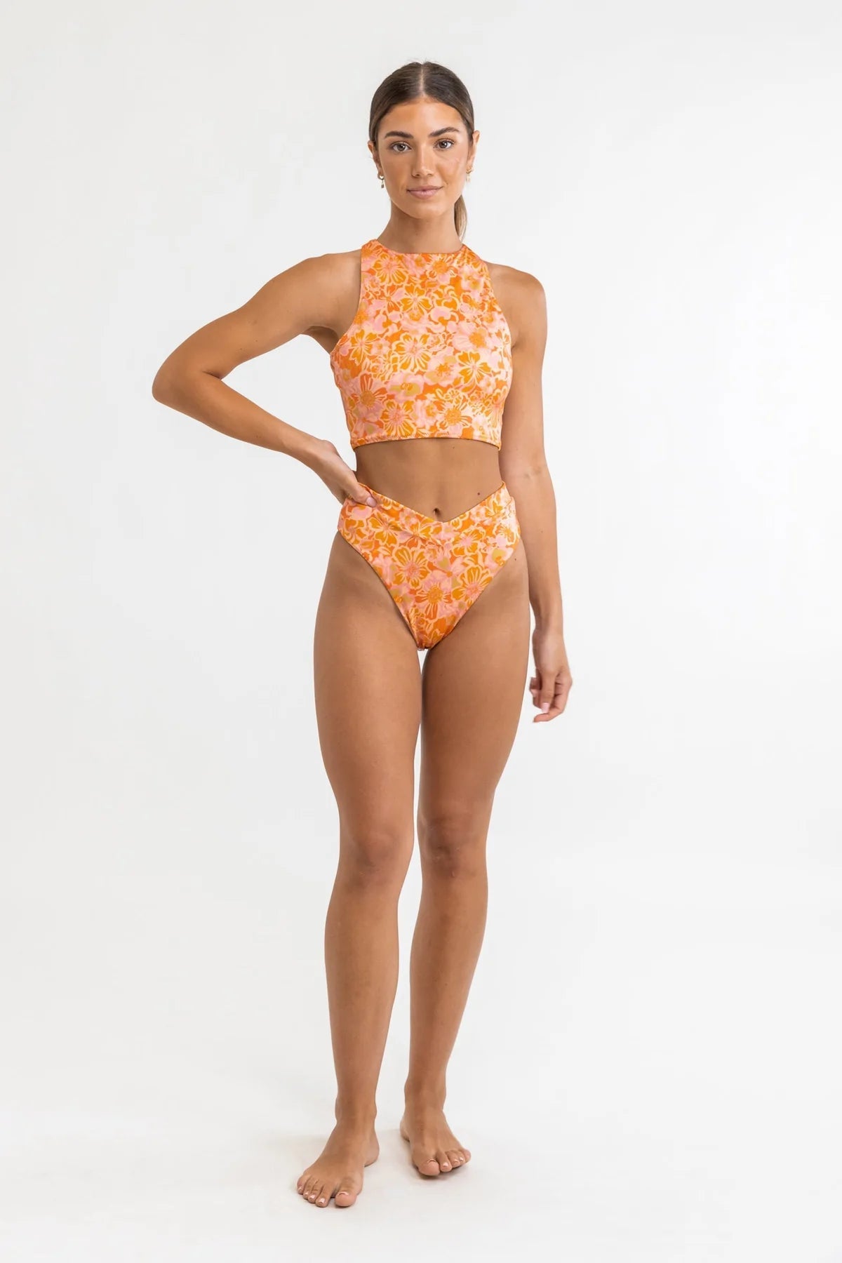 EVANGELINE FLORAL CROSS BACK CROP TOP -Rhythm0722SW-BT04-MANDARIN-12