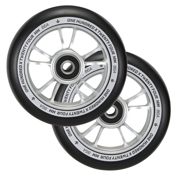100mm Wheels (pair) SV/BK - EnvyW100SVBKPK-BLACK/SILVER-100MM