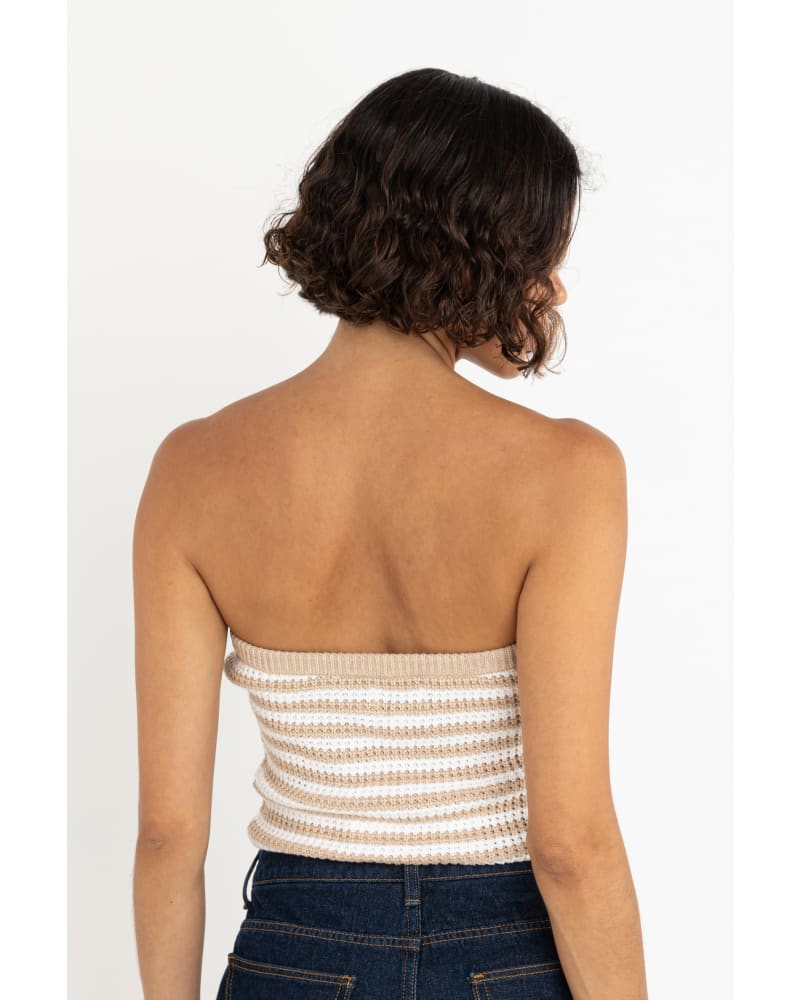 STRIPE STRAPLESS KNIT TOP
