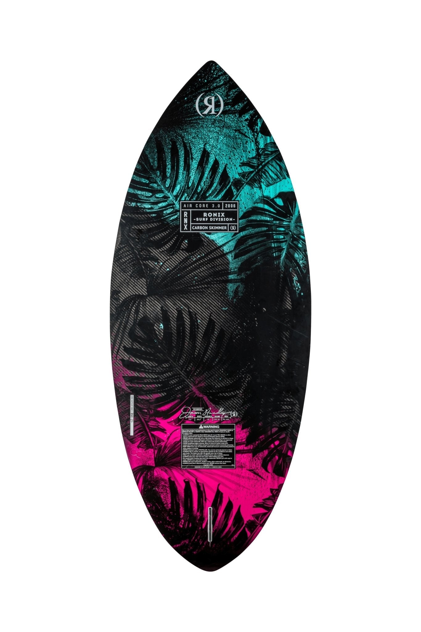 2023 Ronix Women's Carbon Air Core 3 Skimmer -Ronix232450-Black / Mint / Coral-4 4