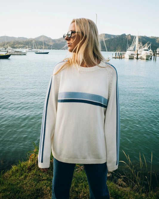 White Lines Crew Neck LS Knit