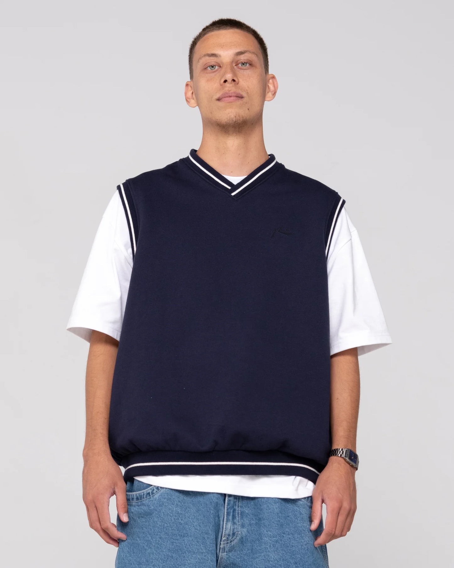 Drop Top V Neck Fleece Vest