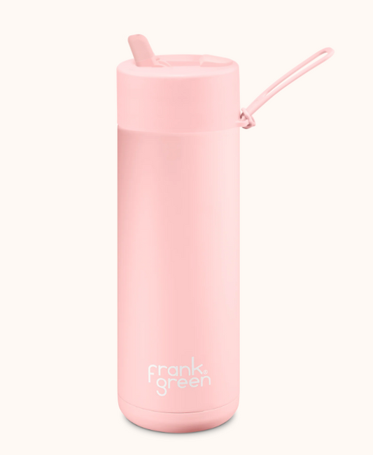 20oz Stainless Steel Ceramic Reusable Bottle Blushed with Straw Lid