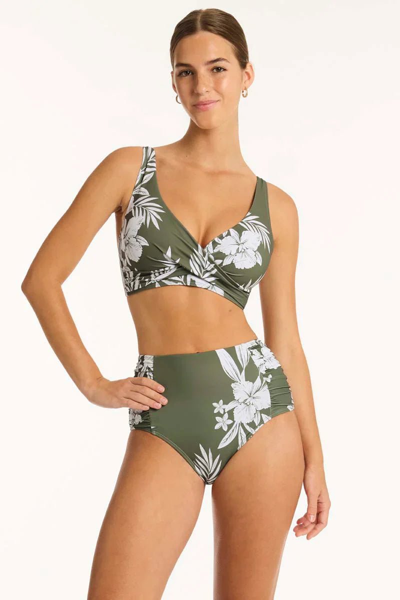 Aloha Cross Front Multifit Bra Top - Sea LevelSL3110AH - Khaki - Khaki - 10