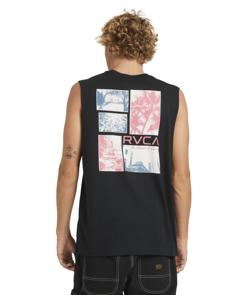 ALOHA TOWN MUSCLE - RVCA23A374556 - BLACK - S