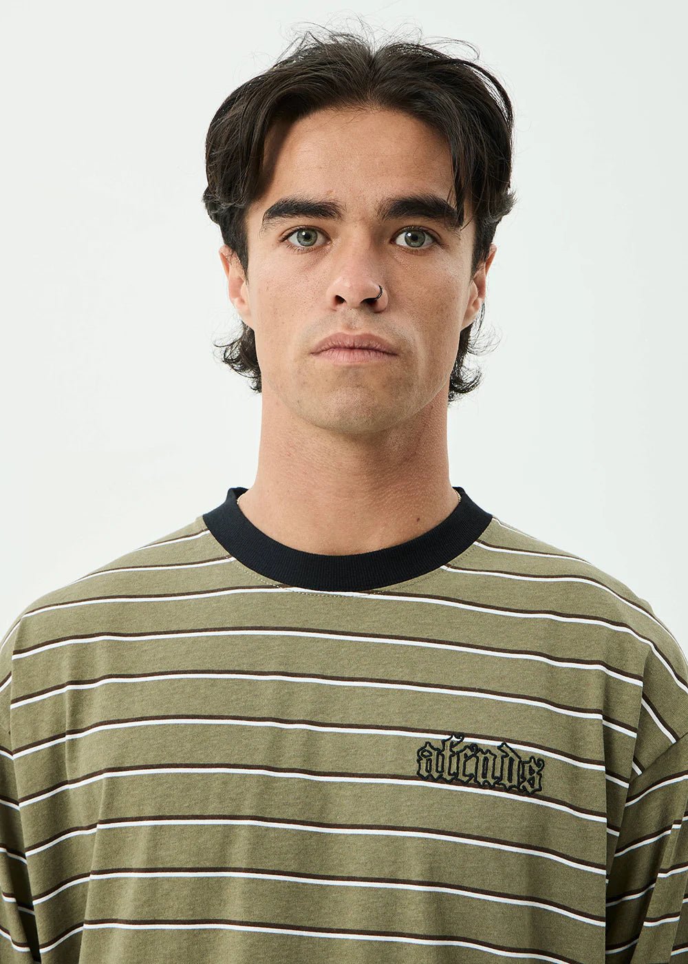 Altitude - Recycled Boxy Long Sleeve Tee - AfendsM262062-STONE STRIPE-XS