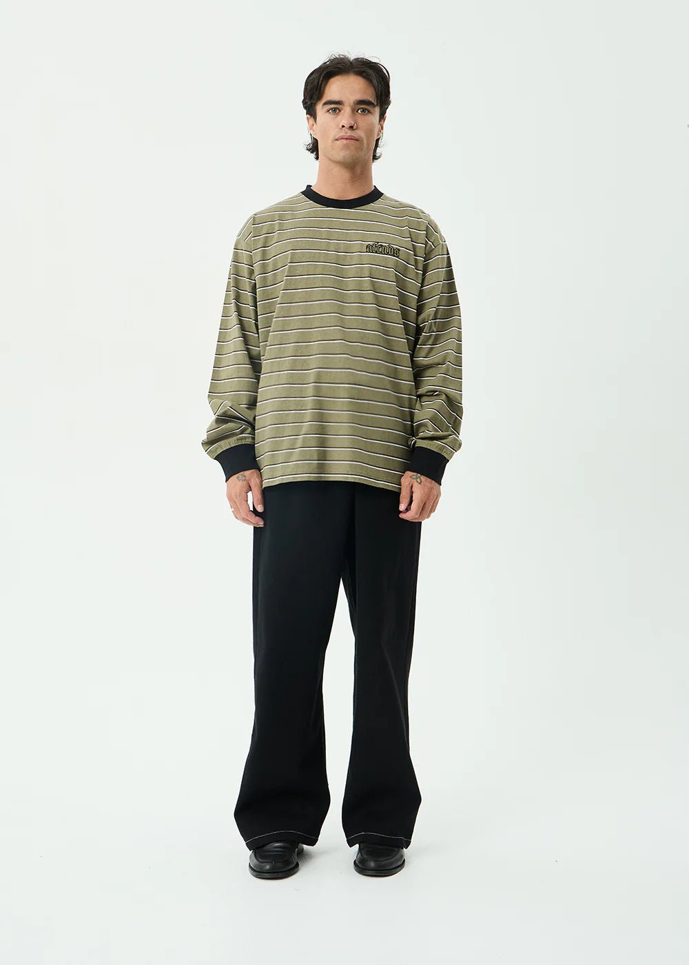 Altitude - Recycled Boxy Long Sleeve Tee - AfendsM262062-STONE STRIPE-XS